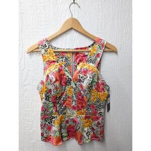 NWT Guess Maddie Floral Peplum Sleeveless Tank Top Women's Size Small